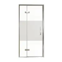 Balmani Senses Design porte pivotante à gauche 100 cm x 210 cm verre transparent avec bande matte, Profil chrome