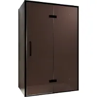 Balmani Senses Design douche en coin avec porte pivotante à droite et paroi latérale fixe, 120 x 100 cm, Bronze, Profil noir, coating inclus