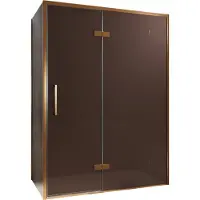 Balmani Senses Design douche en coin avec porte pivotante à droite et paroi latérale fixe, 140 x 90 cm, Bronze, Profil Brushed Rosegold