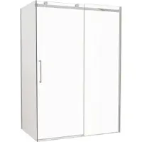 Luca Varess Boltano paroi de douche avec porte coulissante et paroi latérale fixe, 140 x 90 cm, verre transparent, profil chrome