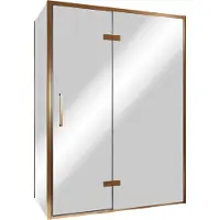 Balmani Senses Design douche en coin avec porte pivotante à droite et paroi latérale fixe, 140 x 80 cm, Miroir Reflex, Profil Brushed Rosegold