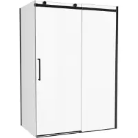 Luca Varess Boltano paroi de douche avec porte coulissante et paroi latérale fixe, 140 x 90 cm, verre transparent, profil noir