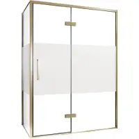 Balmani Senses Design douche en coin avec porte pivotante à droite et paroi latérale fixe, 140 x 80 cm, Verre transparent avec bande matte, Profil