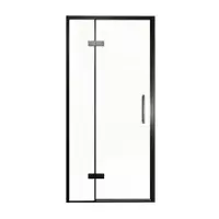 Balmani Senses Design porte pivotante à gauche 100 cm x 210 cm verre transparent, Profil noir, coating inclus