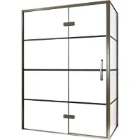 Balmani Senses Design douche en coin avec porte pivotante à gauche et paroi latérale fixe, 140 x 100 cm, Lined, Profil Brushed GunMetal, coating