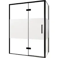Balmani Senses Design douche en coin avec porte pivotante à gauche et paroi latérale fixe, 140 x 100 cm, Verre transparent avec bande matte, Profil
