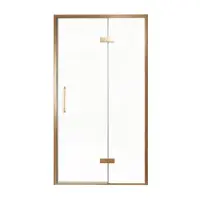 Balmani Senses Design porte pivotante à droite 120 cm x 210 cm verre transparent, Profil Brushed Rosegold