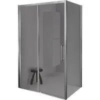 Balmani Senses Design douche en coin avec porte coulissante à gauche et paroi latérale fixe, 140 x 80 cm, Miroir Reflex, Profil Chrome brillant,