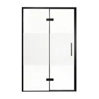 Balmani Senses Design porte pivotante à gauche 140 cm x 210 cm verre transparent avec bande matte, Profil noir, coating inclus
