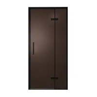 Balmani Senses Design porte pivotante à droite 100 cm x 210 cm verre Bronze, Profil noir, coating inclus