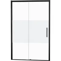 Balmani Senses Design porte coulissante à gauche 140 cm x 210 cm verre transparent avec bande matte, Profil noir, coating inclus