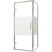 Balmani Senses Design douche en coin avec porte pivotante à gauche et paroi latérale fixe, 90 x 80 cm, Verre transparent avec bande matte, Profil