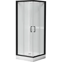 Luca Varess Talan cabine de douche avec portes coulissantes 80 x 80 cm verre transparent profil noir mat