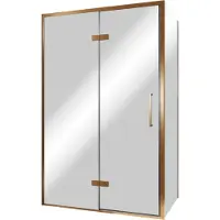 Balmani Senses Design douche en coin avec porte pivotante à gauche et paroi latérale fixe, 120 x 100 cm, Miroir Reflex, Profil Brushed Rosegold,