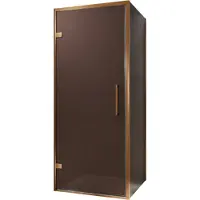 Balmani Senses Design douche en coin avec porte pivotante à gauche et paroi latérale fixe, 90 x 90 cm, Bronze, Profil Brushed Rosegold, coating inclus