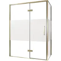 Balmani Senses Design douche en coin avec porte pivotante à gauche et paroi latérale fixe, 140 x 100 cm, Verre transparent avec bande matte, Profil