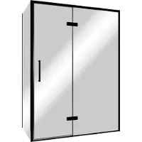 Balmani Senses Design douche en coin avec porte pivotante à droite et paroi latérale fixe, 140 x 100 cm, Miroir Reflex, Profil noir