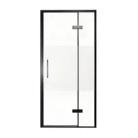 Balmani Senses Design porte pivotante à droite 100 cm x 210 cm verre transparent avec bande matte, Profil noir