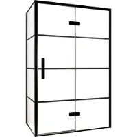 Balmani Senses Design douche en coin avec porte pivotante à droite et paroi latérale fixe, 120 x 90 cm, Lined, Profil noir, coating inclus