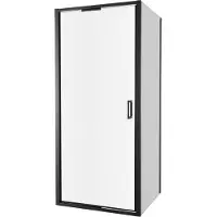Luca Varess Vidor In paroi de douche avec porte pivotante et paroi latérale fixe 90 x 80 cm verre transparent profil noir mat