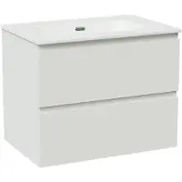 Linie Lado meuble salle de bains suspendu 70 x 46 cm blanc mat avec Baro plan simple en porcelaine blanc brillant