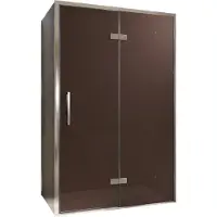 Balmani Senses Design douche en coin avec porte pivotante à droite et paroi latérale fixe, 120 x 80 cm, Bronze, Profil chrome, coating inclus