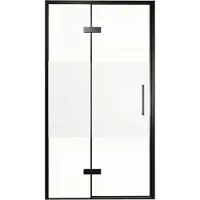 Balmani Senses Design porte pivotante à gauche 120 cm x 210 cm verre transparent avec bande matte, Profil noir, coating inclus