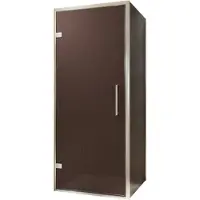 Balmani Senses Design douche en coin avec porte pivotante à gauche et paroi latérale fixe, 90 x 90 cm, Bronze, Profil Brushed CoolMetal, coating