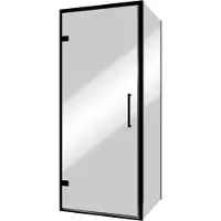 Balmani Senses Design douche en coin avec porte pivotante à gauche et paroi latérale fixe, 90 x 80 cm, Miroir Reflex, Profil noir, coating inclus