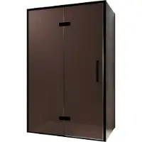 Balmani Senses Design douche en coin avec porte pivotante à gauche et paroi latérale fixe, 120 x 90 cm, Bronze, Profil noir, coating inclus