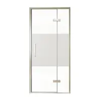 Balmani Senses Design porte pivotante à droite 100 cm x 210 cm verre transparent avec bande matte, Profil Brushed CoolMetal, coating inclus