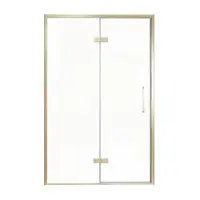 Balmani Senses Design porte pivotante à gauche 140 cm x 210 cm verre transparent, Profil Brushed Champagne Gold