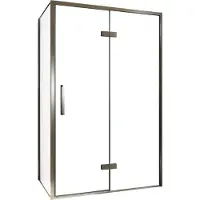 Balmani Senses Design douche en coin avec porte pivotante à droite et paroi latérale fixe, 120 x 90 cm, Verre transparent, Profil Brushed GunMetal,