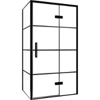 Balmani Senses Design douche en coin avec porte pivotante à droite et paroi latérale fixe, 100 x 100 cm, Lined, Profil noir, coating inclus