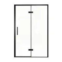 Balmani Senses Design porte pivotante à droite 140 cm x 210 cm verre transparent, Profil noir, coating inclus