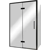 Balmani Senses Design douche en coin avec porte pivotante à gauche et paroi latérale fixe, 120 x 90 cm, Miroir Reflex, Profil noir, coating inclus