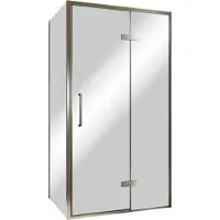Balmani Senses Design douche en coin avec porte pivotante à droite et paroi latérale fixe, 100 x 100 cm, Miroir Reflex, Profil Brushed GunMetal,