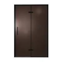 Balmani Senses Design porte pivotante à droite 140 cm x 210 cm verre Bronze, Profil noir, coating inclus