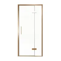 Balmani Senses Design porte pivotante à droite 100 cm x 210 cm verre transparent, Profil Brushed Rosegold, coating inclus
