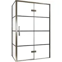 Balmani Senses Design douche en coin avec porte pivotante à droite et paroi latérale fixe, 120 x 80 cm, Lined, Profil Brushed GunMetal