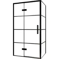Balmani Senses Design douche en coin avec porte pivotante à gauche et paroi latérale fixe, 100 x 90 cm, Lined, Profil noir, coating inclus