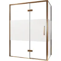 Balmani Senses Design douche en coin avec porte pivotante à gauche et paroi latérale fixe, 140 x 100 cm, Verre transparent avec bande matte, Profil