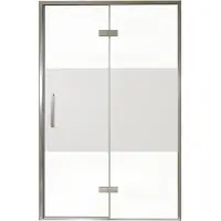 Balmani Senses Design porte pivotante à droite 140 cm x 210 cm verre transparent avec bande matte, Profil chrome