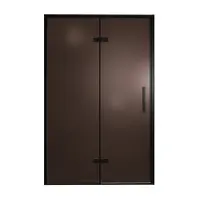 Balmani Senses Design porte pivotante à gauche 140 cm x 210 cm verre Bronze, Profil noir