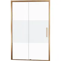 Balmani Senses Design porte coulissante à gauche 140 cm x 210 cm verre transparent avec bande matte, Profil Brushed Rosegold, coating inclus