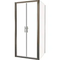 Linie Cadiz paroi de douche avec porte battante et paroi latérale fixe, 90 x 80 cm, verre transparent, profil Brushed Chrome