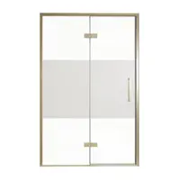 Balmani Senses Design porte pivotante à gauche 140 cm x 210 cm verre transparent avec bande matte, Profil Brushed Champagne Gold