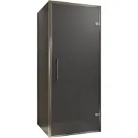 Balmani Senses Design douche en coin avec porte pivotante à droite et paroi latérale fixe, 90 x 90 cm, Verre fumé, Profil Brushed GunMetal