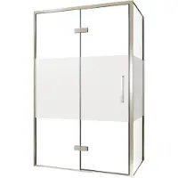 Balmani Senses Design douche en coin avec porte pivotante à gauche et paroi latérale fixe, 120 x 100 cm, Verre transparent avec bande matte, Profil