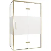 Balmani Senses Design douche en coin avec porte pivotante à droite et paroi latérale fixe, 120 x 90 cm, Verre transparent avec bande matte, Profil